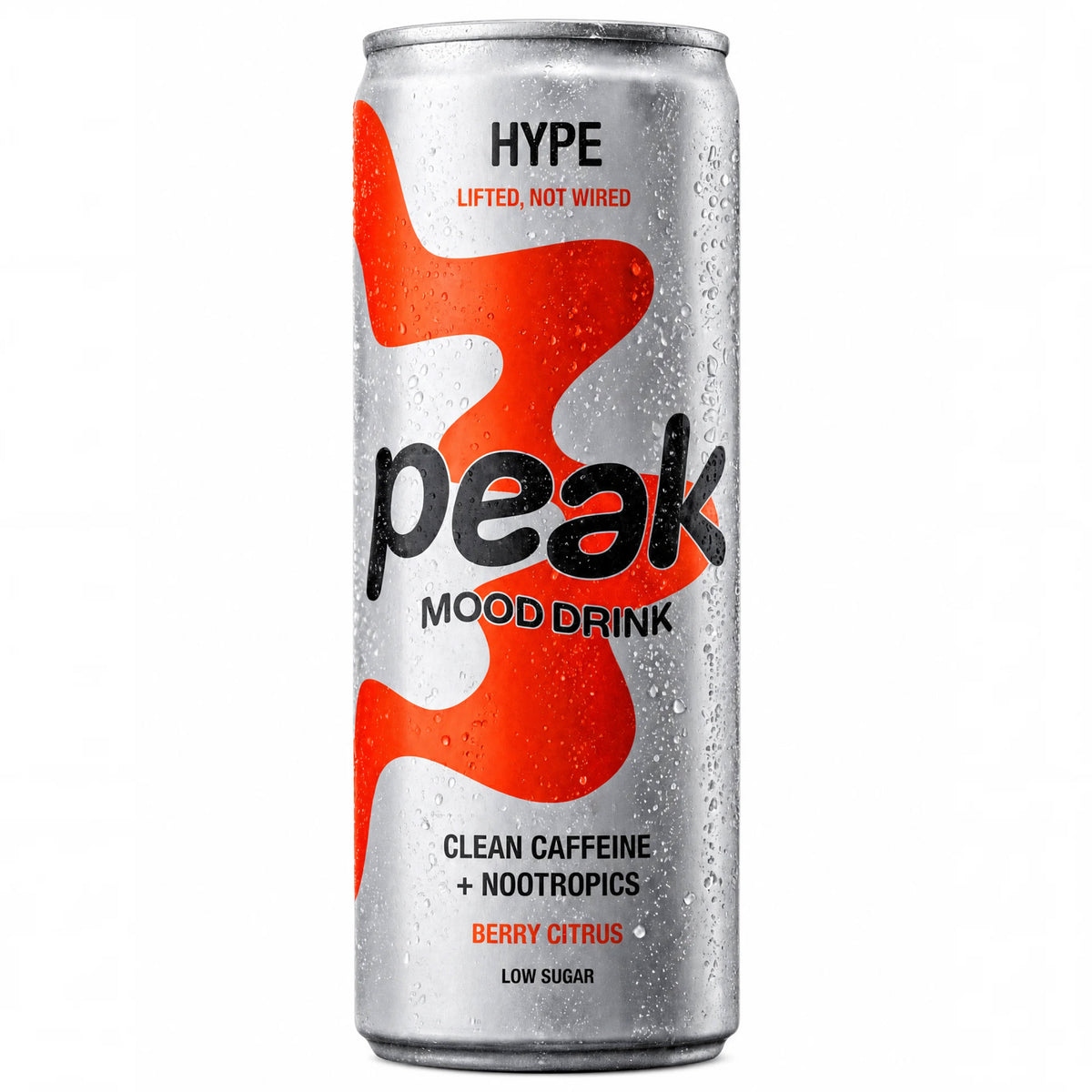 A can of Peak Hype, berry citrus flavour